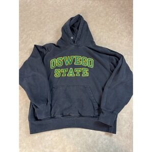 MV Sport Men Oswego State Lakers Organic Cotton Blend Long Sleeve Black Hoodie S